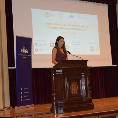 Persefoni Ntouchani on stage of ELSA Summer School 