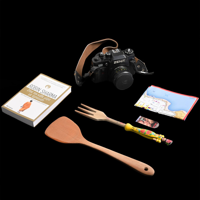hobbies of team member with books and magazines